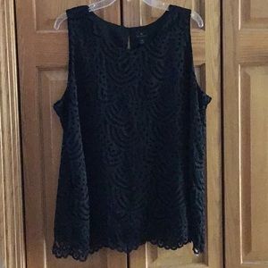 Worthington Black Sleeveless Lacy Dressy Top
